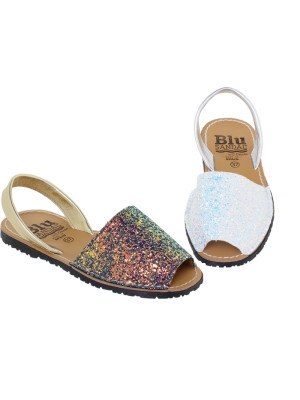 Sandale din piele naturala , Avarca Blu Glitter